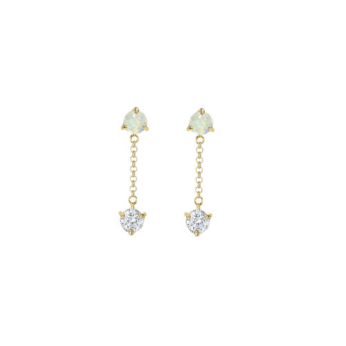 Natural Opal Earrings | Yellow Gold Plated