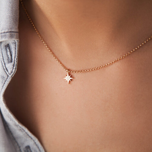 Diamond Star Necklace | Classic Gold