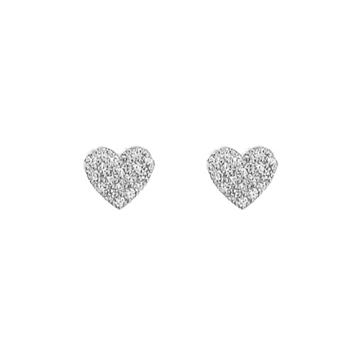 Hearts Mini Earrings | Rhodium Plated