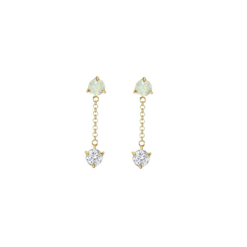 Natural Opal Earrings | Yellow Gold Plated